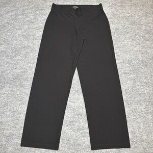 Eileen Fisher Womens Stretch Mid-Rise Pull-On Wide-Leg Pants Black Size M